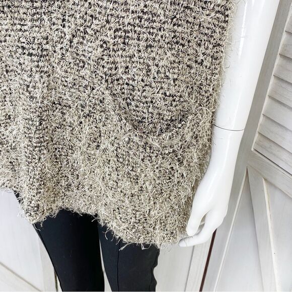 Nine West Sydney Sweater Fuzzy Eyelash Tunic Taupe Medium - Picture 5 of 12